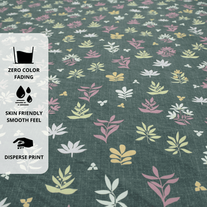 Grey fitted bedsheet with floral print Design