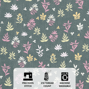 Full View Grey Fitted Bedsheet with floral print Design