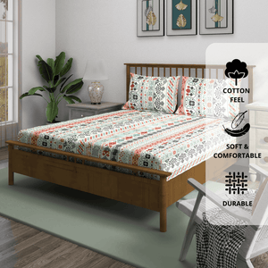 Multicolor floral fitted bedsheet 210TC with and matching pillow covers