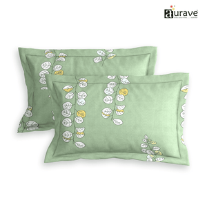 Printed Floral Set of 2 Pcs Pillow Cover - Green