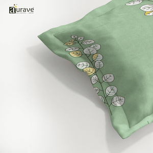Printed Floral Pillow Cover - Green