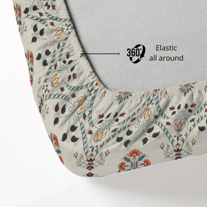 Floral patterned fabric with elastic all around feature