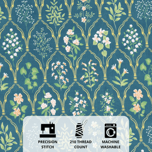 Full View Aqua floral 210TC Fitted Bedsheet