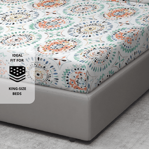 Multicolor geometric 210 TC flat bedsheet
