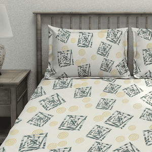 Geometrical 210 TC flat bedsheet with pillow covers