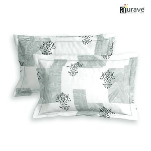 Printed Floral Set of 2 Pcs Pillow Cover - Grey