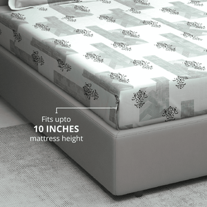 Damask pattern Bedsheet Fits upto 10 inches Mattress height