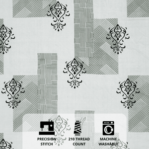 Full view of designer damask print bedsheet