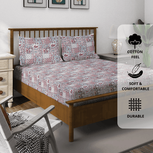 Floral 210 TC Flat Cotton Bedsheet with Pillow Covers - Multicolor