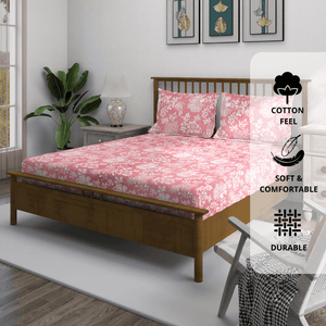 Floral 210 TC Fitted bedsheet with Pillow Covers