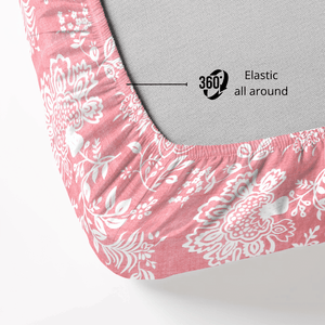 Floral 210 TC Fitted bedsheet Elastic All Around