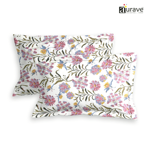 Printed Floral Set of 2 Pcs Pillow Cover - Magenta