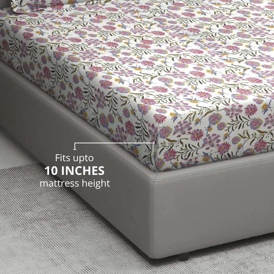 Floral 210 TC Fitted bedsheet