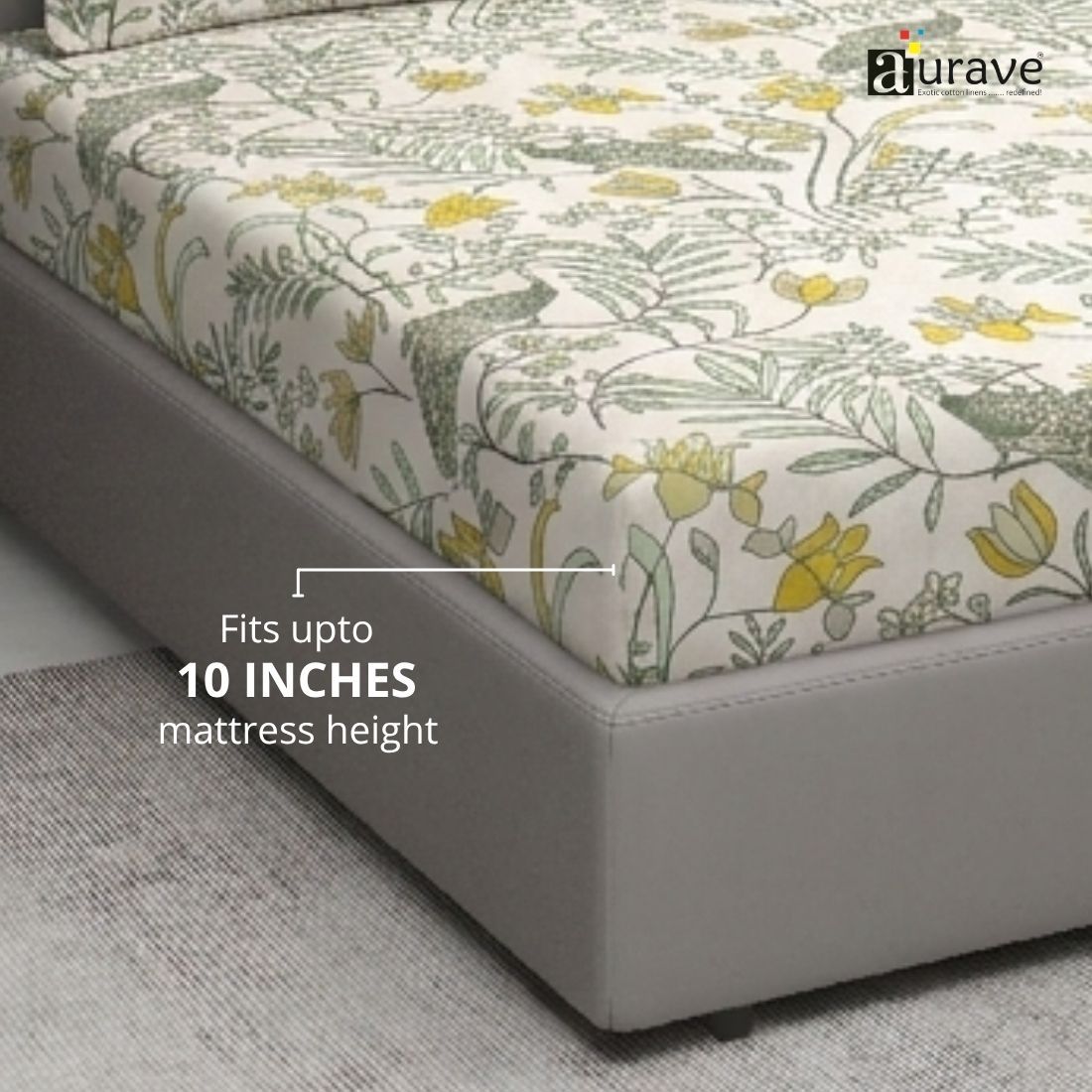 Floral 210 TC Fitted bedsheet with Pillow Covers - Multicolor