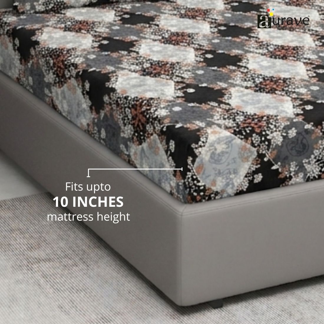 Floral 210 TC Fitted bedsheet with Pillow Covers - Multicolor