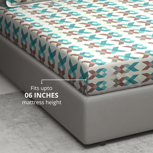 Geometric Cotton Fitted Bedsheet Fits up to 6 Inch Mattress Height