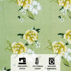 Fitted bedsheet with yellow floral print design