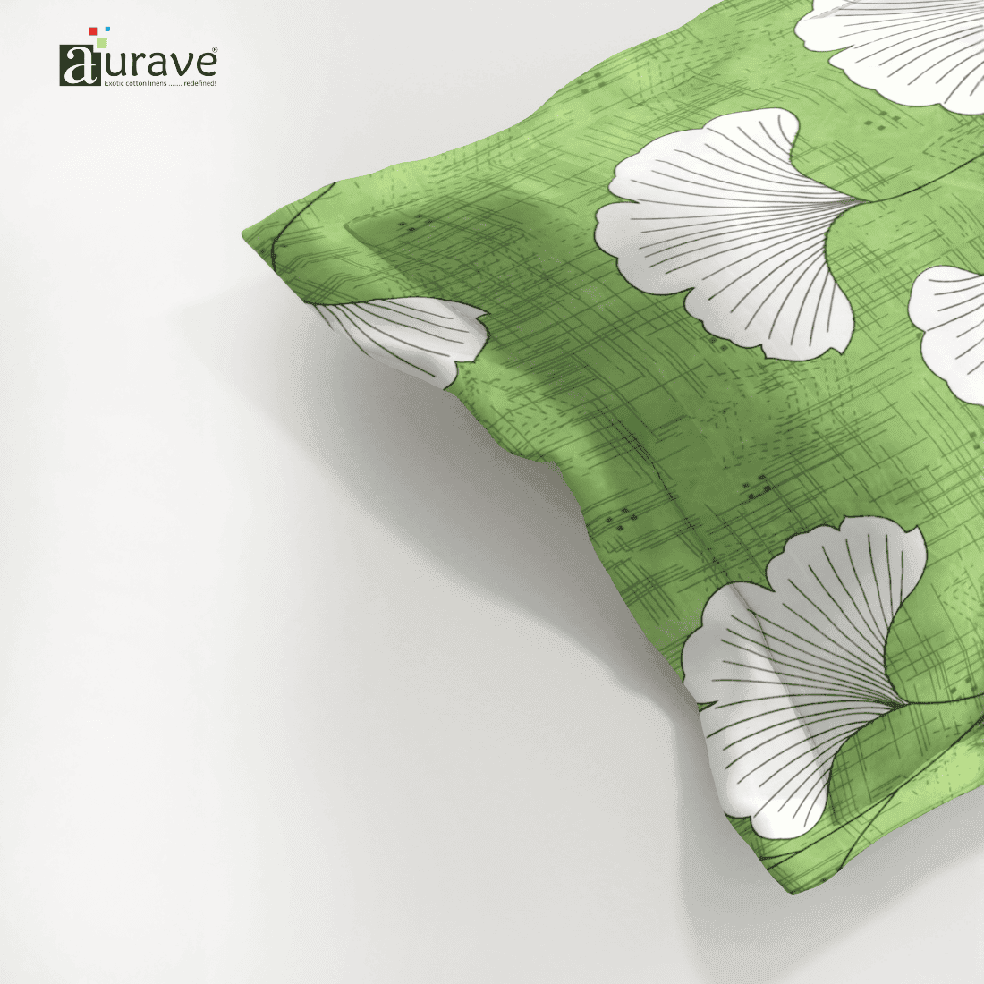 Printed Floral Pillow Cover - Green