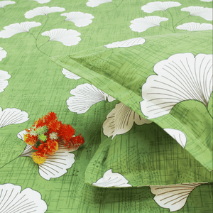 Green floral cotton bedsheet with pillow cover