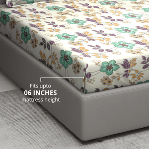 Floral Cotton fitted bedsheet for mattresses up to 6 inches deep