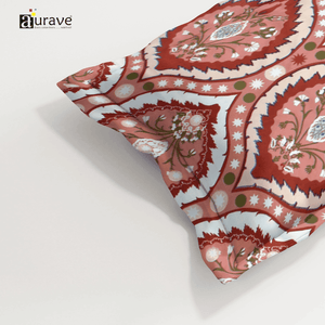 Printed Floral Pillow Cover - Red