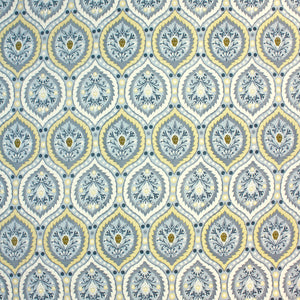 Cotton blend double bedsheet with blue and beige floral print pattern