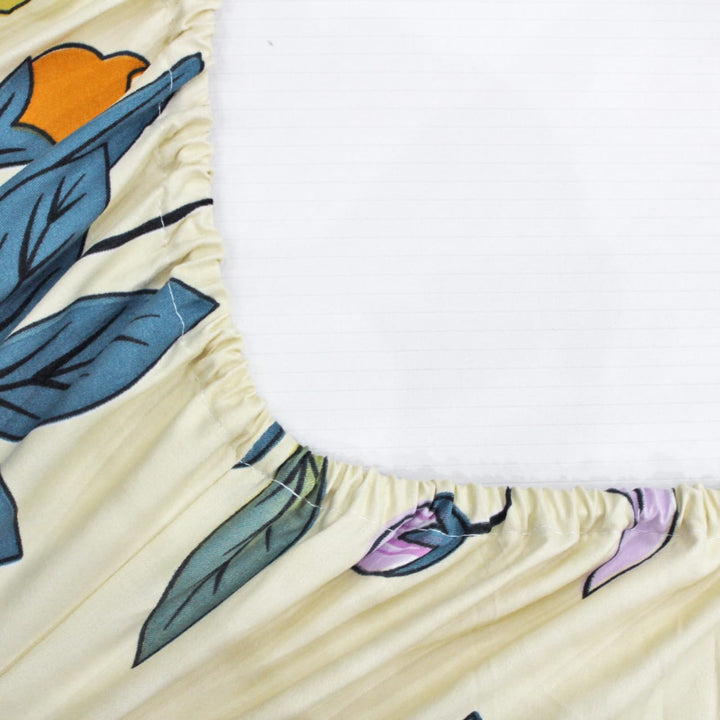 Floral Cotton Fitted Bedsheet(300 TC) -Multicolor online in India