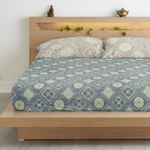 Floral Cotton Fitted Bedsheet(300 TC) -Multicolor online in India