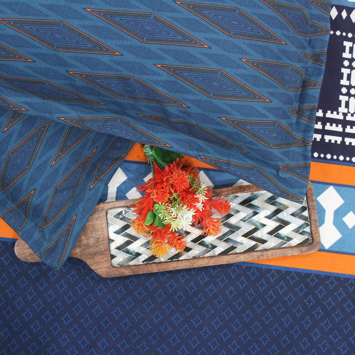 Geometrical Cotton Flat Bedsheet(300 TC) -Multicolor online in India