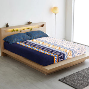 Geometrical Cotton Fitted Bedsheet(300 TC) -Multicolor online in India