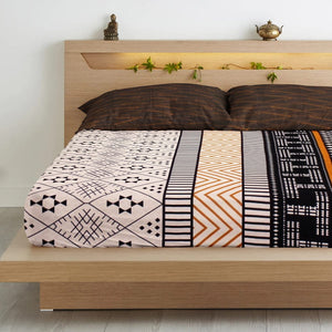 Geometrical Cotton Fitted Bedsheet(300 TC) -Multicolor online in India