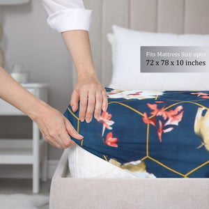 Floral Cotton Fitted Bedsheet(300 TC) -Multicolor online in India