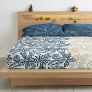 Floral Cotton Fitted Bedsheet(300 TC) -Multicolor online in India