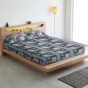 Geometrical Cotton Flat Bedsheet(300 TC) -Multicolor online in India