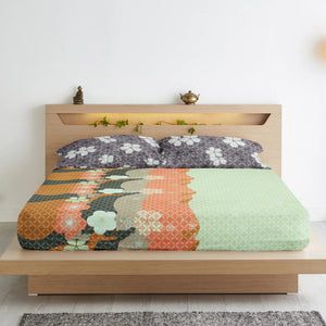 Floral Cotton Fitted Bedsheet(300 TC) -Multicolor online in India