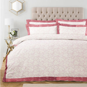 Pearl Texture Floral Print 300TC Cotton Dohar Comforter In Pink At Best Prices