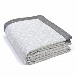 Pearl Texture Floral Print 300TC Cotton Dohar Comforter In Silver At Best Prices