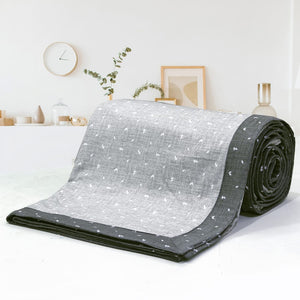 Pearl Texture Floral Print 300TC Cotton Dohar Comforter In Silver At Best Prices