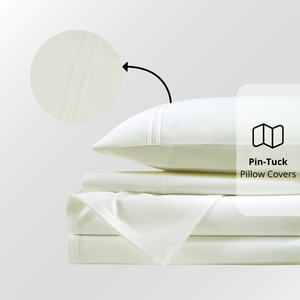 Plain Cotton Satin 400 TC Fitted Bedsheet with Pillow Covers - White