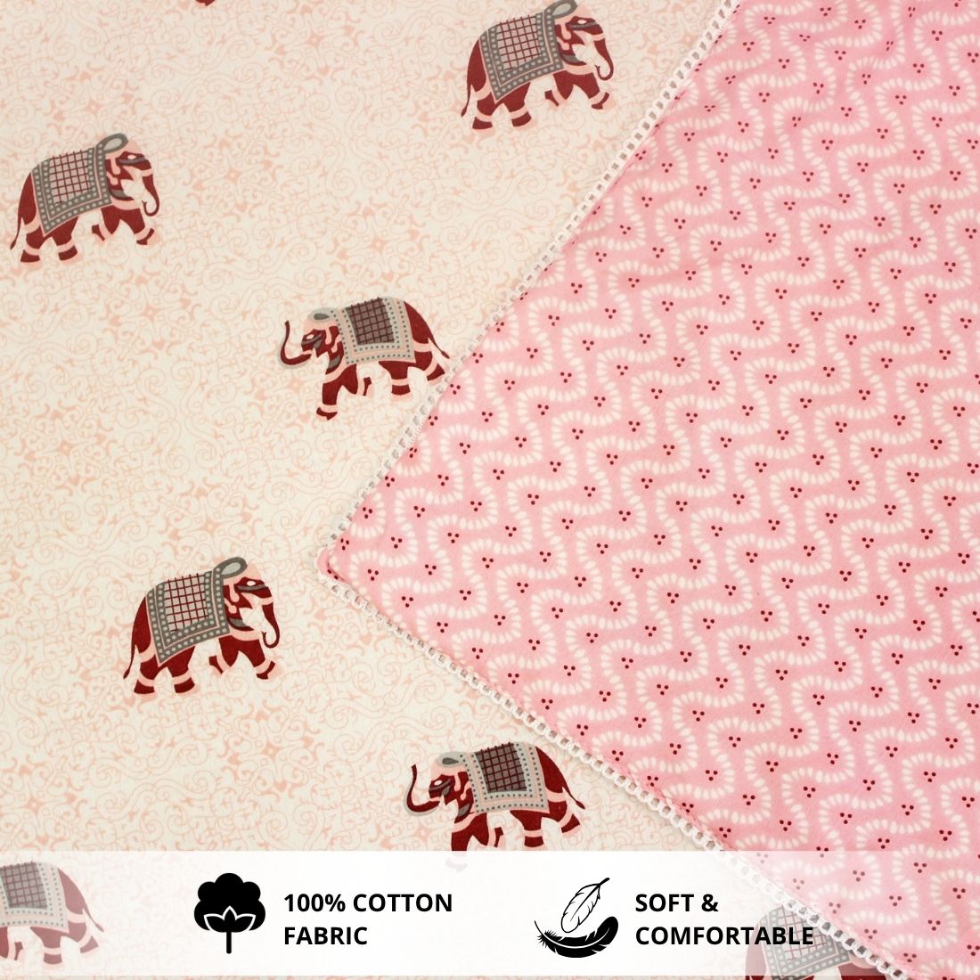 IRIS Designer Border Cotton Reversible Dohar, Peach
