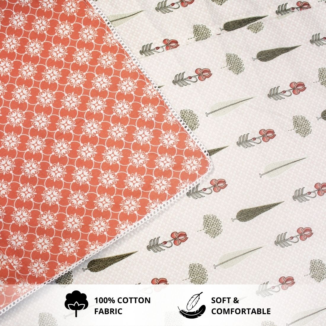 IRIS Designer Border Cotton Reversible Dohar, Peach