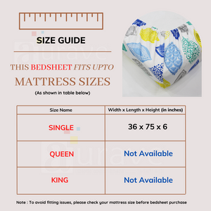Soft Cotton Digital Print Single Fitted Bedsheet For Kids In Blue At Best Prices
