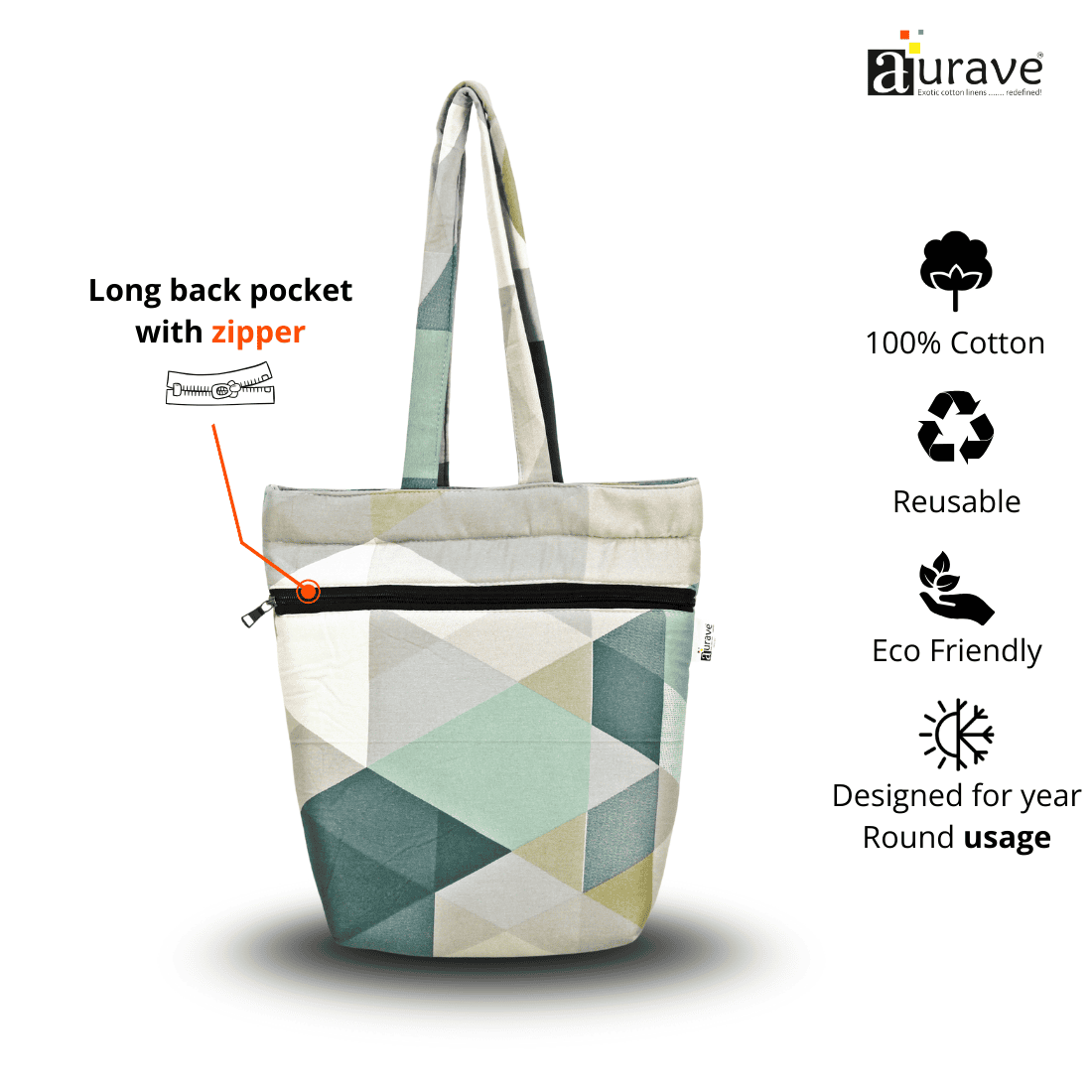 Premium Cotton Lightweight Eco-Friendly Shopper/Tote Bag, Multicolor