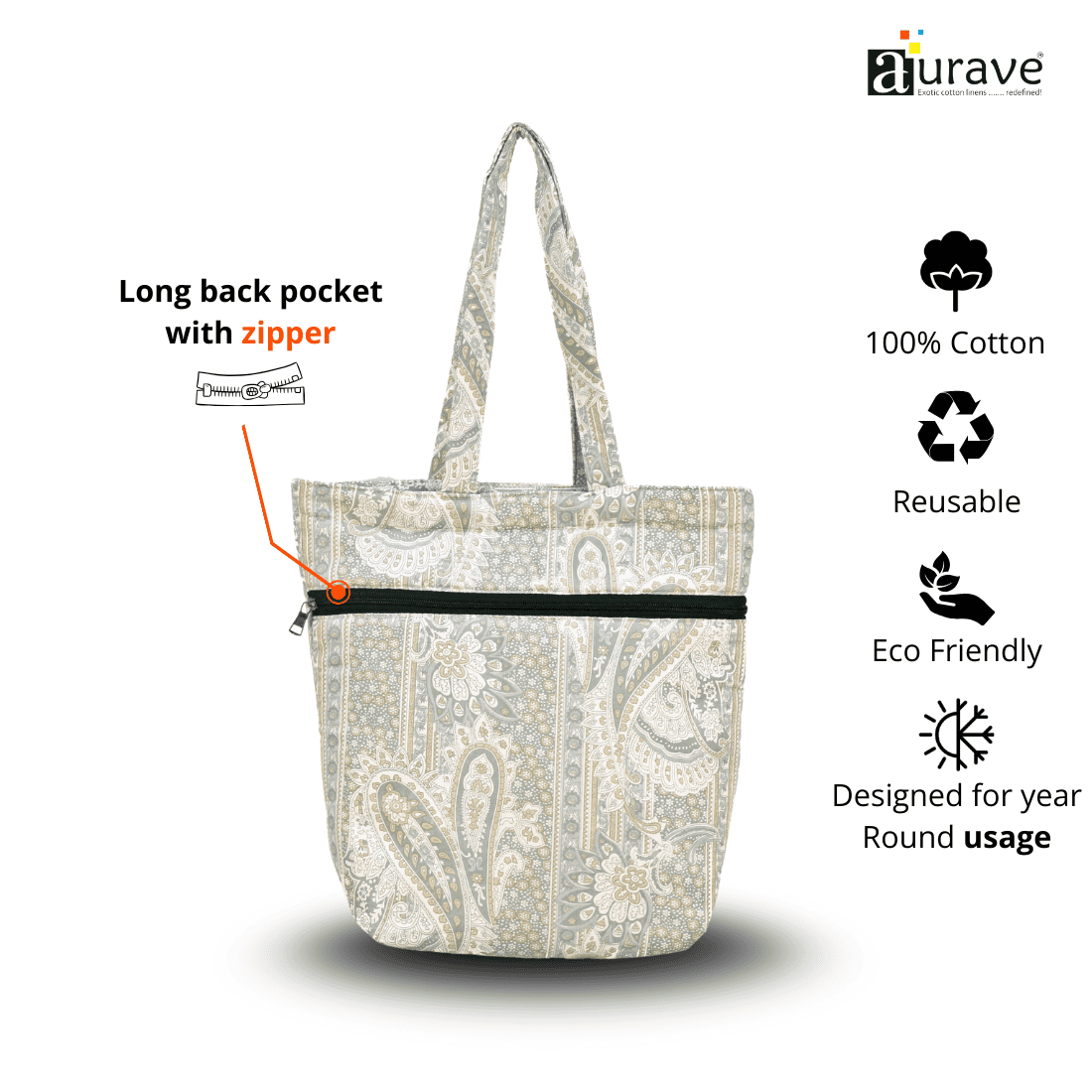 Cotton Lightweight Eco-Friendly Shopper/Tote Bag, Grey