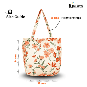 Premium Cotton Lightweight Eco-Friendly Shopper/Tote Bag, Peach with size guide