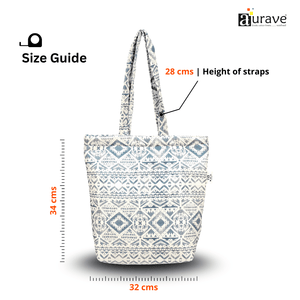 Premium Cotton Lightweight Eco-Friendly Shopper/Tote Bag, Blue with size guide
