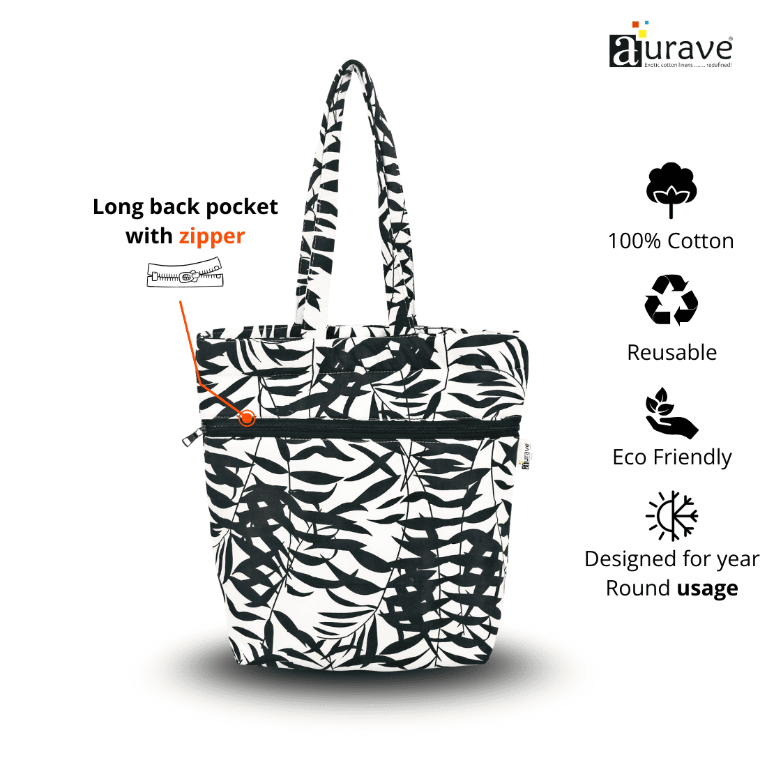Premium Cotton Lightweight Eco-Friendly Shopper/Tote Bag, Black