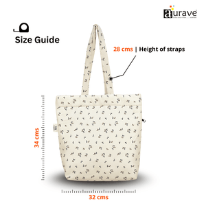 Shopper Tote bag with size guide showing