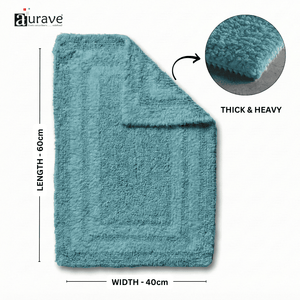 AURAVE Luxury Reversible Cotton Bathmat with dimensions and texture details