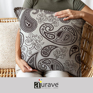 Printed Geometrical Cotton Cushion Cover set - Brown